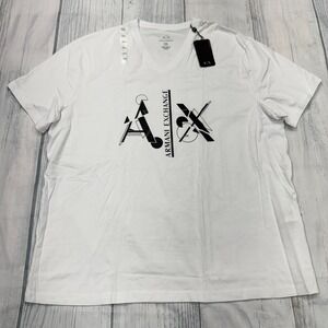 NWT Armani Exchange T Shirt 2XL White Short Sleeve Casual Mens AX Tee
